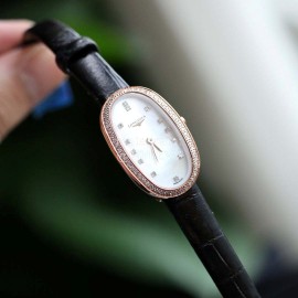 Longines Ultra Thin Dial Leather Strap Quartz Watch For Women