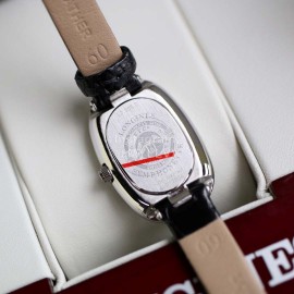 Longines Ultra Thin Dial Black Leather Strap Quartz Watch For Women