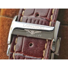 Longines Lunar Phase Leather Strap White Dial Watch