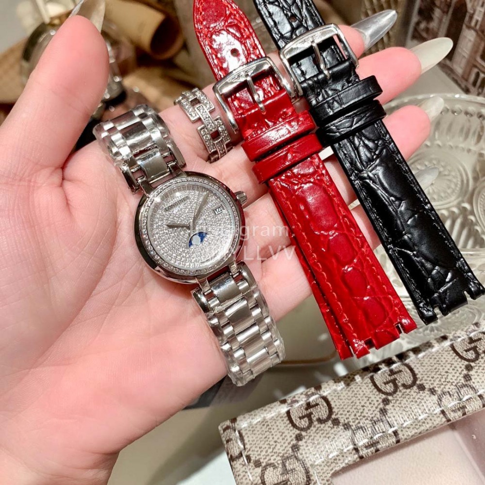 Longines New 316 Refined Steel Diamond Dial Watch Silver