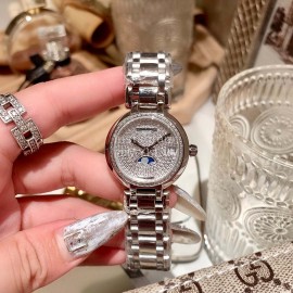 Longines New 316 Refined Steel Diamond Dial Watch Silver