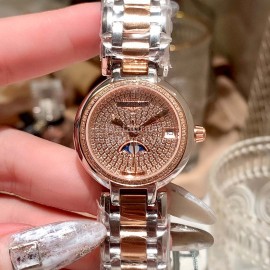 Longines New 316 Refined Steel Diamond Dial Watch Rose Gold