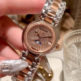 Longines New 316 Refined Steel Diamond Dial Watch Rose Gold