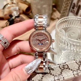 Longines New 316 Refined Steel Diamond Dial Watch Rose Gold