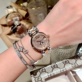 Longines New 316 Refined Steel Diamond Dial Watch Rose Gold