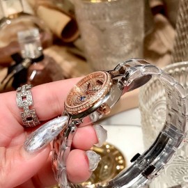 Longines New 316 Refined Steel Diamond Dial Watch Rose Gold