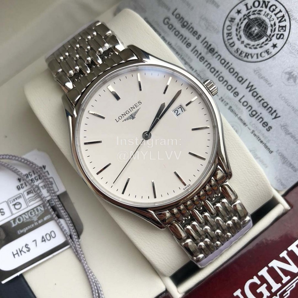 Longines White Dial Steel Strap Watch For Men And Women