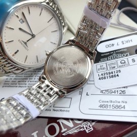 Longines White Dial Steel Strap Watch For Men And Women