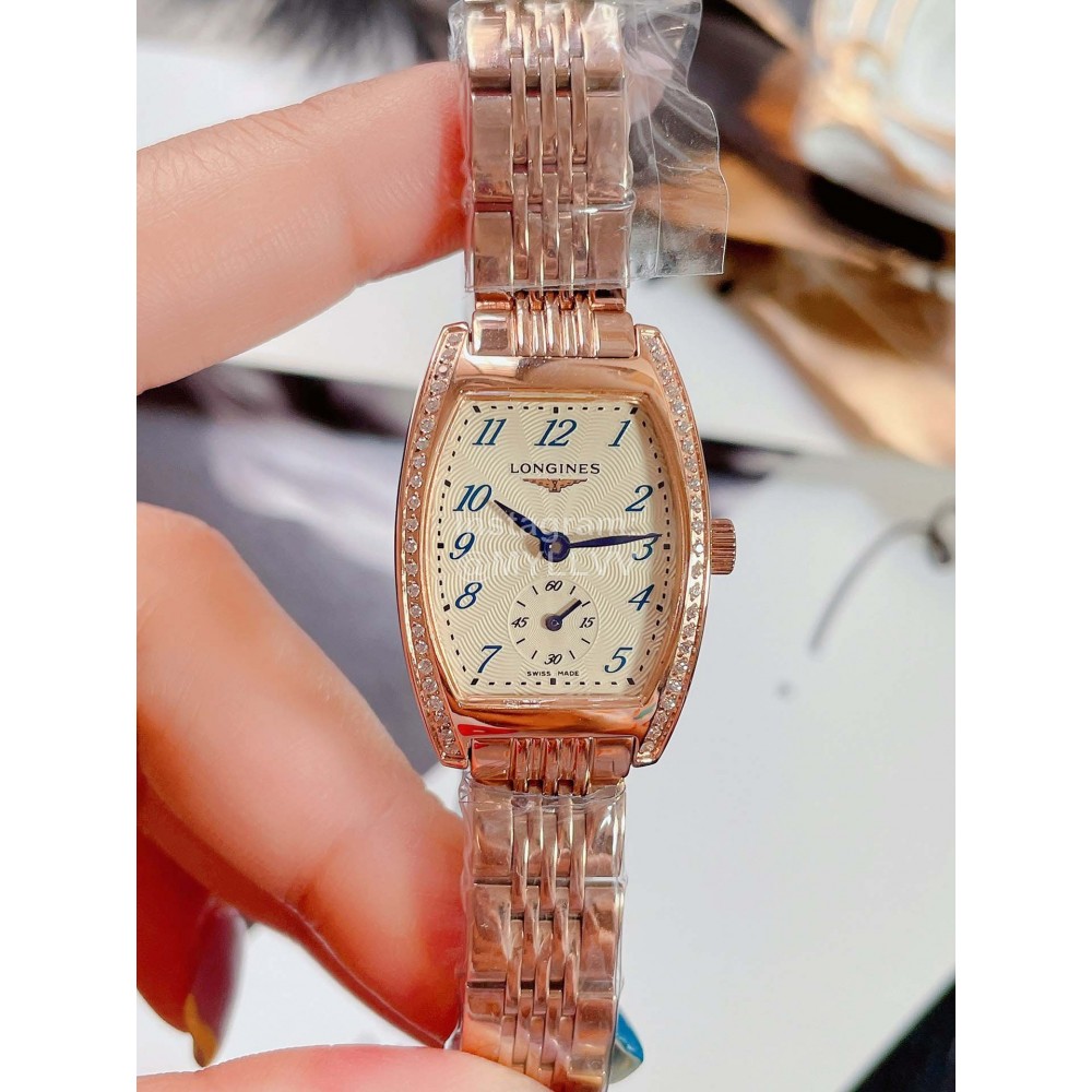 Longines Wine Barrel Shaped Fine Steel Case Watch Rose Gold