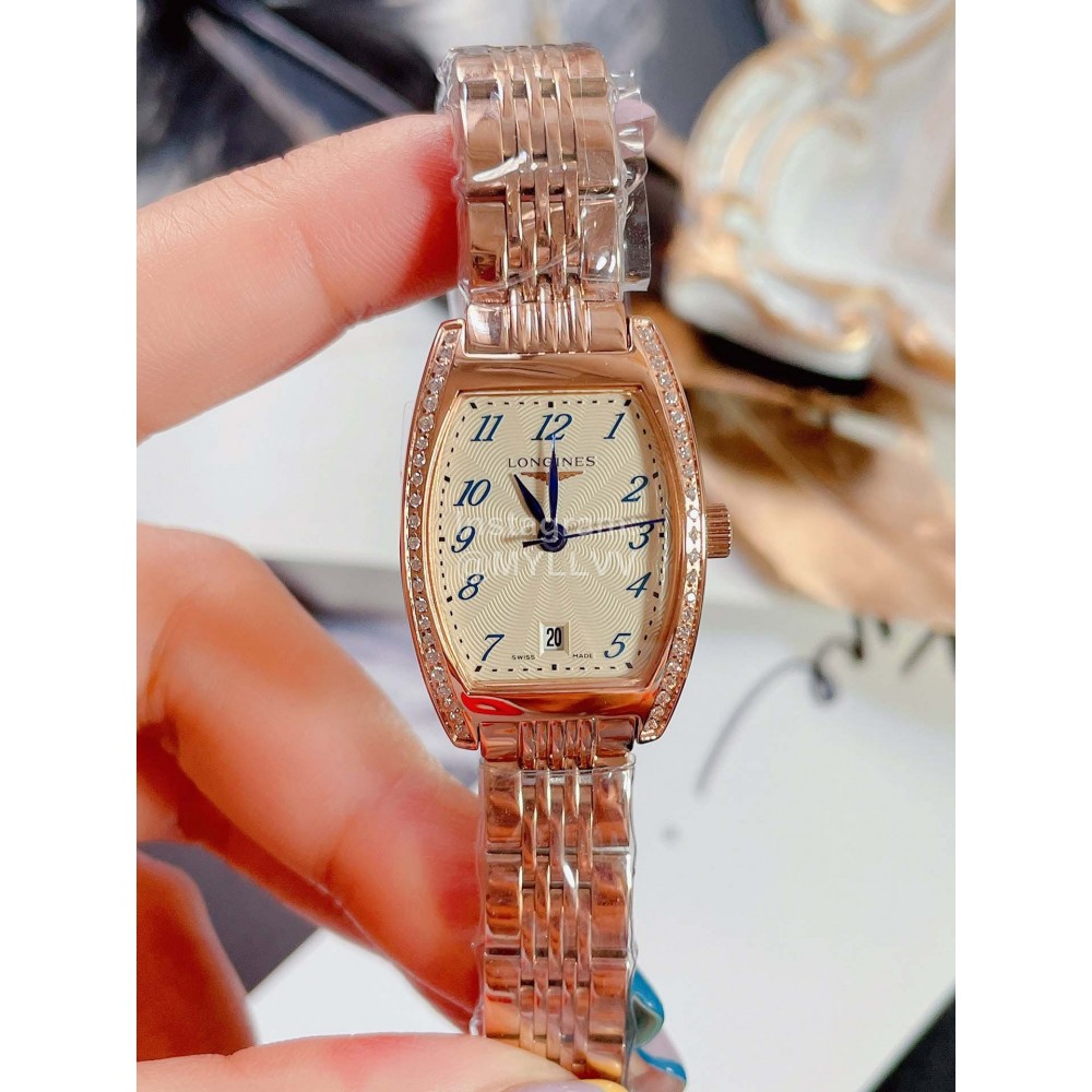 Longines New Wine Barrel Shaped Fine Steel Case Watch Rose Gold
