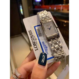 Longines Steel Strap Square Dial Watch Silver