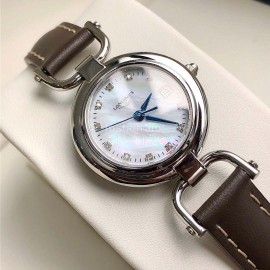 Longines 26.5mm Dial Leather Strap Quartz Watch For Women