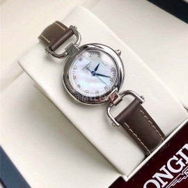 Longines 26.5mm Dial Leather Strap Quartz Watch For Women