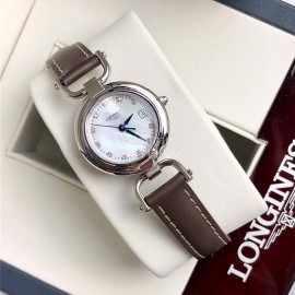 Longines 26.5mm Dial Leather Strap Quartz Watch For Women
