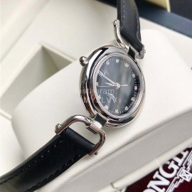 Longines 26.5mm Dial Black Leather Strap Quartz Watch For Women