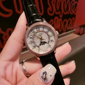 Longines Pearl Shell Dial Sapphire Crystal Leather Strap Watch For Women