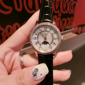 Longines Pearl Shell Dial Sapphire Crystal Leather Strap Watch For Women