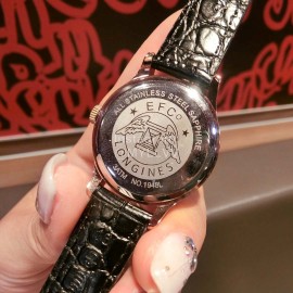 Longines Pearl Shell Dial Sapphire Crystal Leather Strap Watch For Women