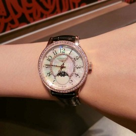 Longines Pearl Shell Dial Sapphire Crystal Leather Strap Watch For Women