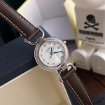 Longines 26.5mm Dial Diamond Leather Strap Quartz Watch For Women 