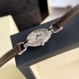 Longines 26.5mm Dial Diamond Leather Strap Quartz Watch For Women 