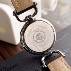 Longines 26.5mm Dial Diamond Leather Strap Quartz Watch For Women 