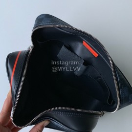 Louis Vuitton Classic Canvas Toiletry Bag Blue Check Orange Side Large N60245