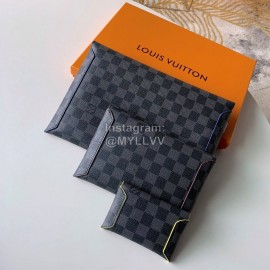 Louis Vuitton Alpha Triple Blue Grid Color Block Three-Piece Handbag Large N60255