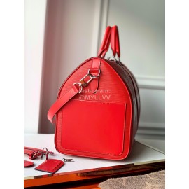 Louis Vuitton Supreme Keepall Water Ripple Leather Travel Bag Red M53419