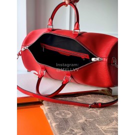 Louis Vuitton Supreme Keepall Water Ripple Leather Travel Bag Red M53419