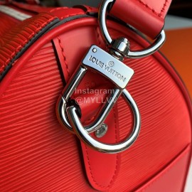 Louis Vuitton Supreme Keepall Water Ripple Leather Travel Bag Red M53419
