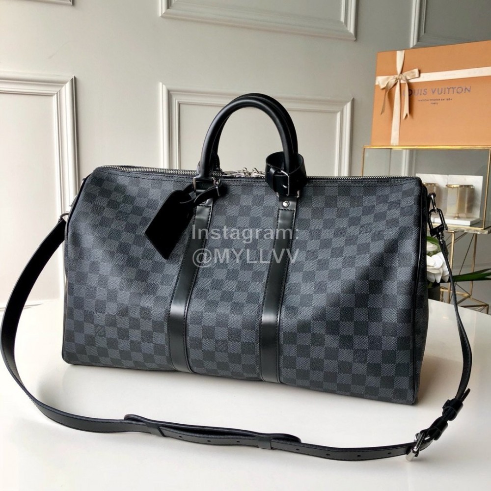Louis Vuitton Keepall Soft And Spacious Handbag Black Edge Medium M41416