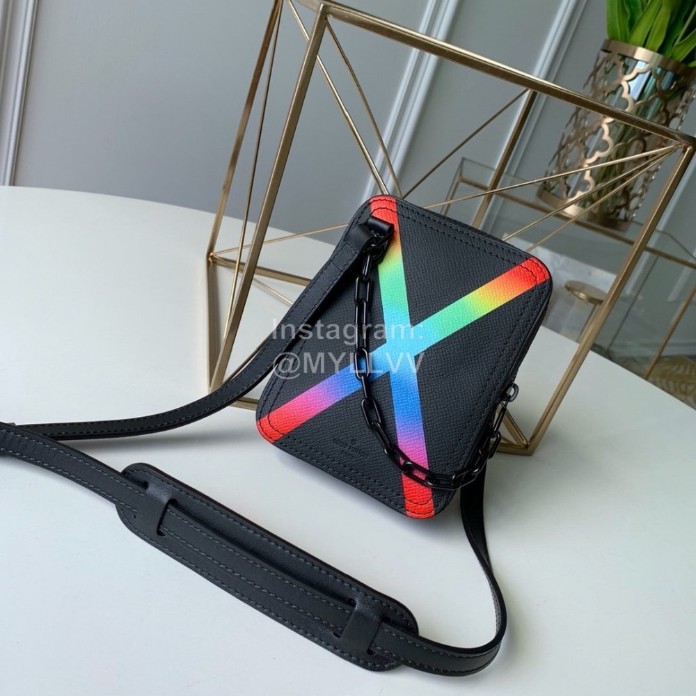 Louis Vuitton Danube Taga Rainbow Leather Messenger Bag Fog Black 30332