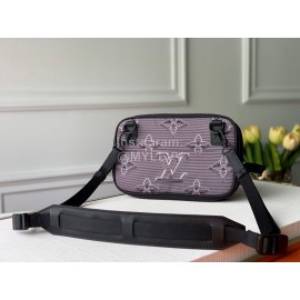 Louis Vuitton Canvas Camouflage Black Leather White Color Pendant Men's Shoulder Bag M55698