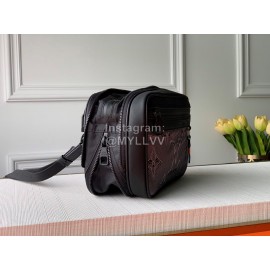 Louis Vuitton Canvas Camouflage Black Leather White Color Pendant Men's Shoulder Bag M55698