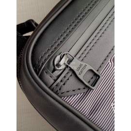 Louis Vuitton Canvas Camouflage Black Leather White Color Pendant Men's Shoulder Bag M55698