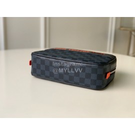 Louis Vuitton Classic Canvas Blue Check Orange Toilet Handbag Large N60245