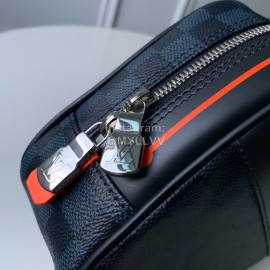 Louis Vuitton Classic Canvas Blue Check Orange Toilet Handbag Large N60245