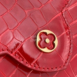 Louis Vuitton Capucines Handbag Crocodile Pattern Goatskin Handbag Red Small M91698