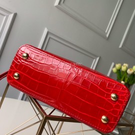 Louis Vuitton Capucines Handbag Crocodile Pattern Goatskin Handbag Red Small M91698