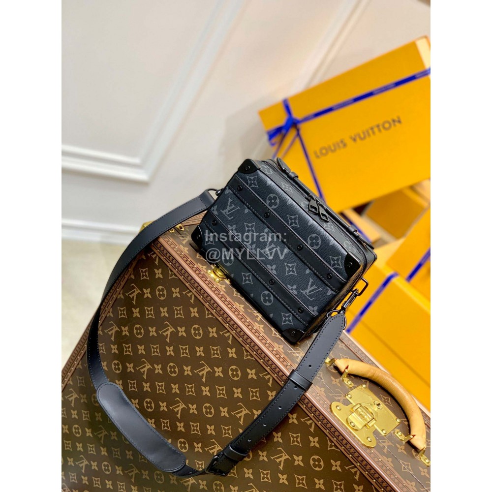 Lv Monogram Leather Handle Soft Trunk Crossbody Bag Black