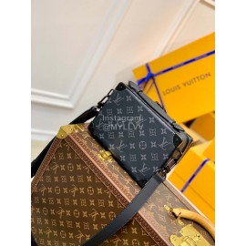 Lv Monogram Leather Handle Soft Trunk Crossbody Bag Black