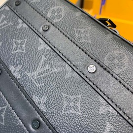 Lv Monogram Leather Handle Soft Trunk Crossbody Bag Black