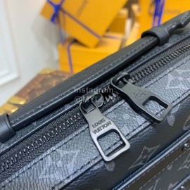 Lv Monogram Leather Handle Soft Trunk Crossbody Bag Black