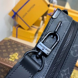 Lv Monogram Leather Handle Soft Trunk Crossbody Bag Black