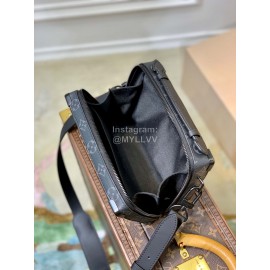Lv Monogram Leather Handle Soft Trunk Crossbody Bag Black