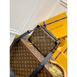 Lv Monogram Leather Handle Soft Trunk Crossbody Bag Brown