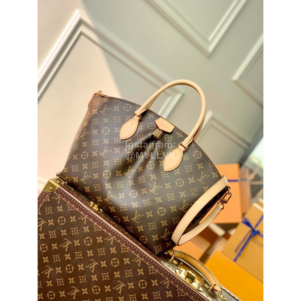 Lv Medium Monogram Canvas Zipper Tote Bag Brown