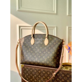 Lv Medium Monogram Canvas Zipper Tote Bag Brown