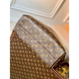 Lv Medium Monogram Canvas Zipper Tote Bag Brown